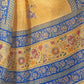Rajwada Mustard Yellow Cotton Blend Printed Saree For Women