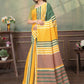 Rajwada Yellow And Green Cotton Blend Printed Saree For Women