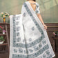 Rajwada White Cotton Blend Printed Saree For Women