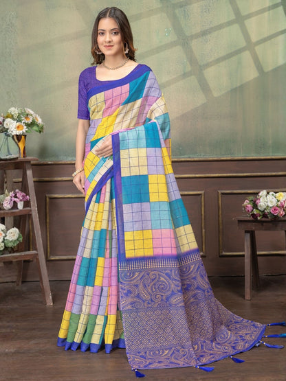 Rajwada Multicolor Cotton Blend Printed Saree For Women