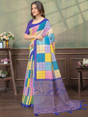 Rajwada Multicolor Cotton Blend Printed Saree For Women
