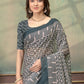 Rajwada Grey Cotton Blend Printed Saree For Women