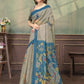 Rajwada Beige Cotton Blend Printed Saree For Women