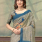 Rajwada Beige Cotton Blend Printed Saree For Women