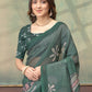 Rajwada Deep Green Cotton Blend Printed Saree For Women