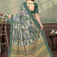 Rajwada Sage Green Cotton Blend Printed Saree For Women