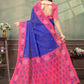 Rajwada Royal Blue And Pink Cotton Blend Printed Saree For Women