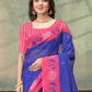 Rajwada Royal Blue And Pink Cotton Blend Printed Saree For Women