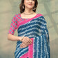 Rajwada Teal Blue Cotton Blend Printed Saree For Women