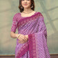 Rajwada Lavender Cotton Blend Printed Saree For Women