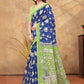 Rajwada Navy Blue Cotton Blend Printed Saree For Women