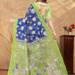 Rajwada Navy Blue Cotton Blend Printed Saree For Women