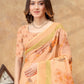Rajwada Peach Cotton Blend Printed Saree For Women
