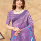 Rajwada Lavender Cotton Blend Printed Saree For Women