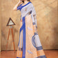 Rajwada Light Grey And Peach Cotton Blend Printed Saree For Women