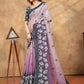 Rajwada Lilac Cotton Blend Printed Saree For Women