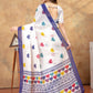 Rajwada White Cotton Blend Printed Saree For Women
