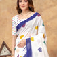 Rajwada White Cotton Blend Printed Saree For Women