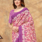 Rajwada Pink And Purple Cotton Blend Printed Saree For Women