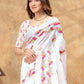 Rajwada White Cotton Blend Printed Saree For Women