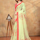 Rajwada Pista Green Cotton Blend Printed Saree For Women
