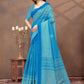 Rajwada Blue Cotton Blend Printed Saree For Women