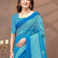Rajwada Blue Cotton Blend Printed Saree For Women