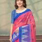 Rajwada Pink And Blue Cotton Blend Printed Saree For Women