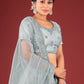 Rajwada Women Grey Net Embroidered Stitched Lehenga With Unstitched Blouse