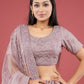 Rajwada Women Lilac Net Embellished Semi Stitched Lehenga With Unstitched Blouse