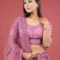 Rajwada Women Pink Net Embellished Semi Stitched Lehenga With Unstitched Blouse