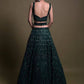 Rajwada Dark Green Net Embellished Semi-Stitched Lehenga For Women