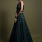 Rajwada Dark Green Net Embellished Semi-Stitched Lehenga For Women