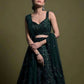 Rajwada Dark Green Net Embellished Semi-Stitched Lehenga For Women