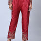 Rajwada Women Maroon Embroidered Georgette Semi Stitched Straight Partywear Suit