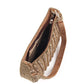 Rajwada Bronze Stone and Beads Embroidered Half Moon Hand Bag for Women