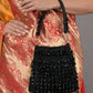 Rajwada Black Beads Embroidered Tassels Potli Bag for Women