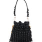 Rajwada Black Beads Embroidered Tassels Potli Bag for Women