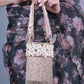 Rajwada Peach Shell and Beads Embroidered Cylindrical Tassels Clutch for Women