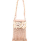 Rajwada Peach Shell and Beads Embroidered Cylindrical Tassels Clutch for Women