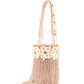 Rajwada Peach Shell and Beads Embroidered Cylindrical Tassels Clutch for Women