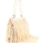 Rajwada Cream Full Pearls Embroidered Tassels Hand Bag for Women