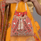 Rajwada Red Beads and Mirror Embroidered Potli Bag for Women