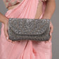 Rajwada Grey Beads Embroidered Clutch for Women