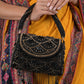 Rajwada Black and Gold Beads Embroidered Clutch for Women