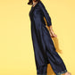 Rajwada Women Dark Blue Solid Straight Stitched Kurta Palazzo Dupatta Set