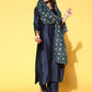 Rajwada Women Dark Blue Solid Straight Stitched Kurta Palazzo Dupatta Set