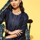 Rajwada Women Dark Blue Solid Straight Stitched Kurta Palazzo Dupatta Set