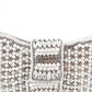 Rajwada White Pearl Beaded And Silver Rhinestone Clutch.