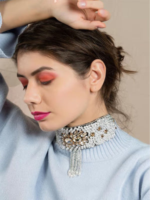 Rajwada White Embellished Rich Choker For Women
